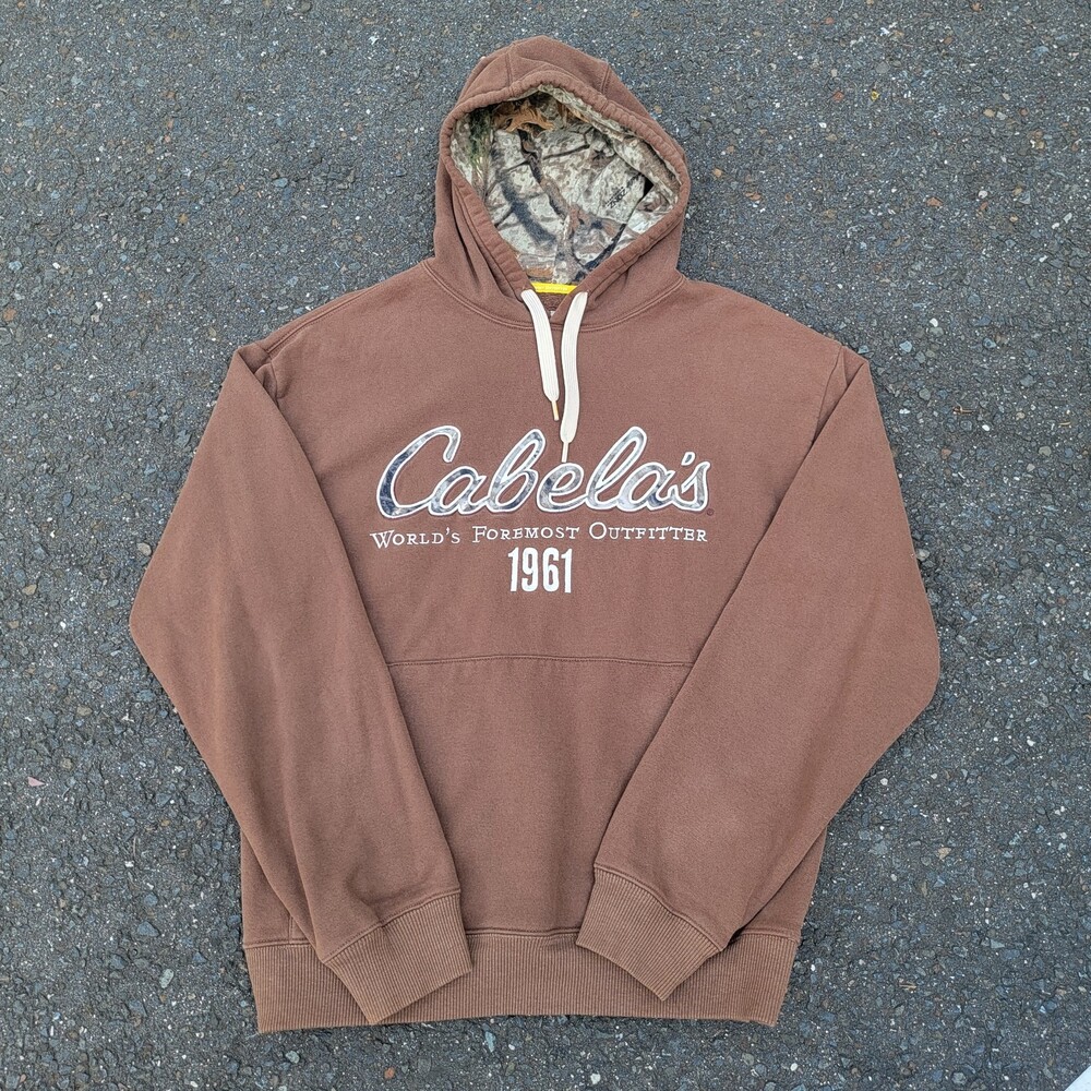 Cabela's World’s Foremost Outfitter Men's Brown Hooded Sweatshirt Size Medium